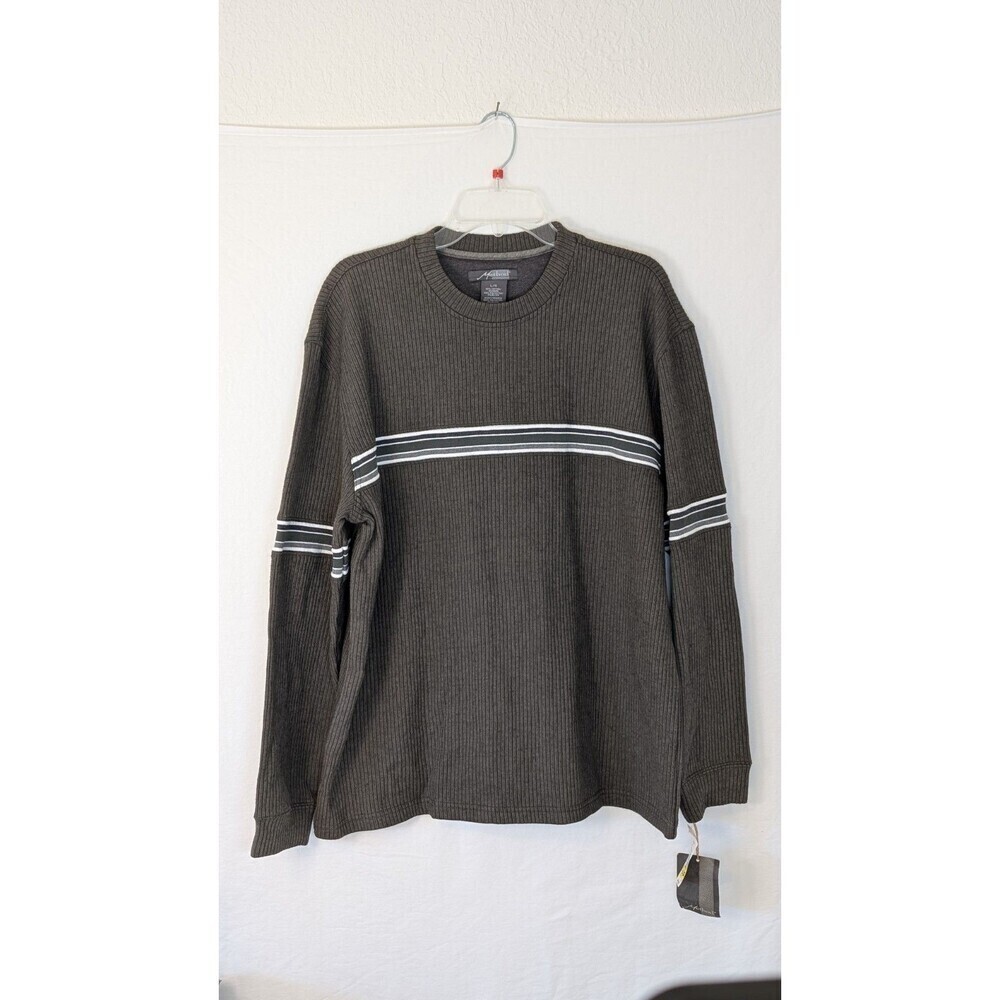 Method Men’s Large Ribbed Pullover Sweatshirt Gray Striped Deadstock Sears Y2K